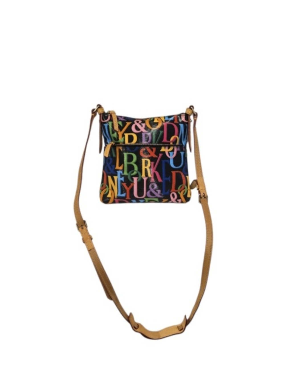 Dooney & Bourke Vintage/Y2K Multicolor Signature Crossbody Bag with Tan Strap